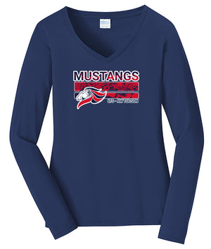 LTS NWT PTO V Neck - Long Sleeve Mustangs Blended Print