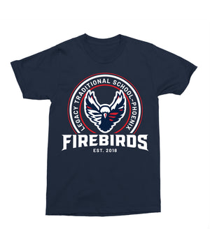 Legacy Traditional School Phoenix - Navy Mascot/Round Design Spirit Shirt
