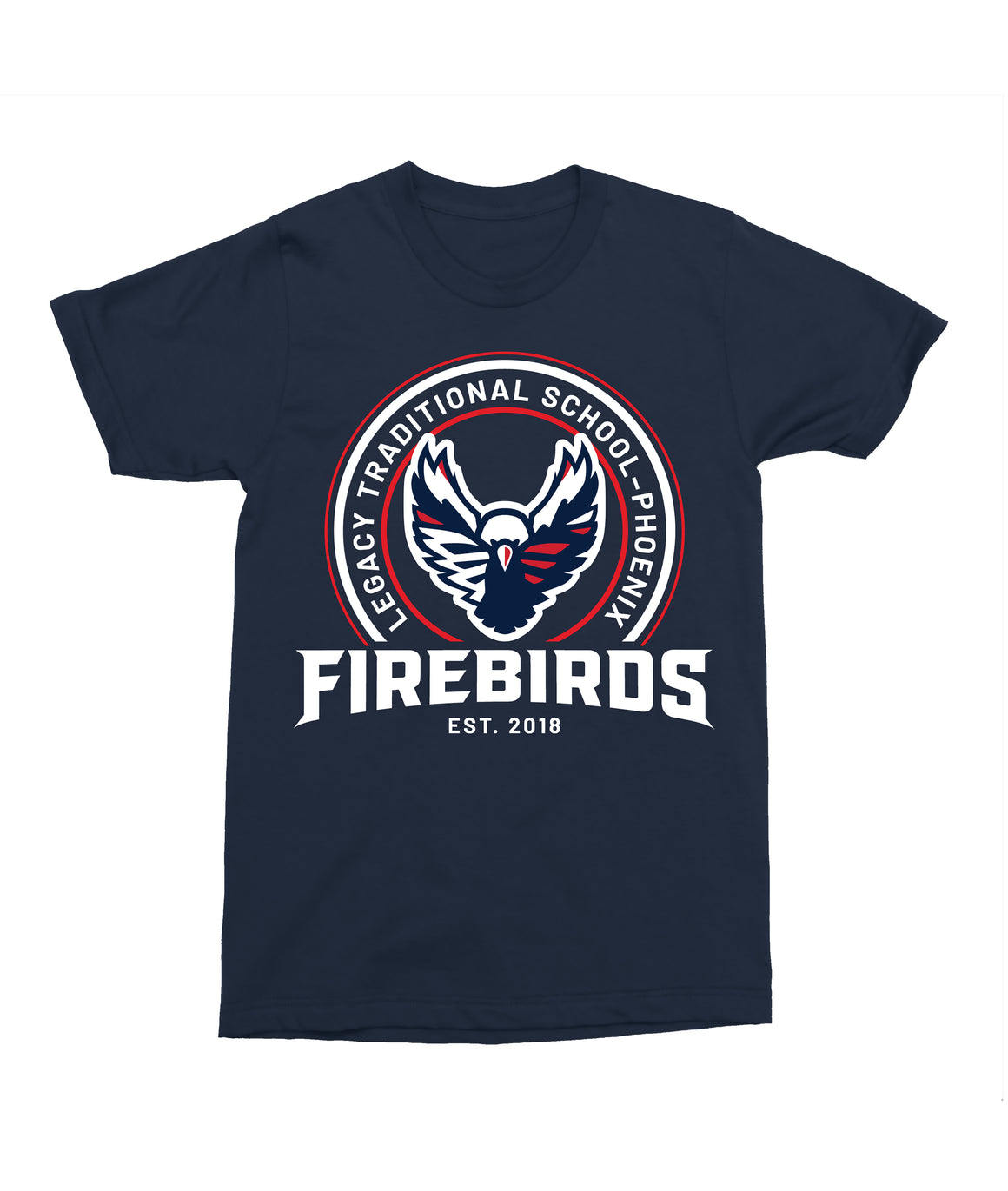 Legacy Traditional School Phoenix - Navy Mascot/Round Design Spirit Shirt