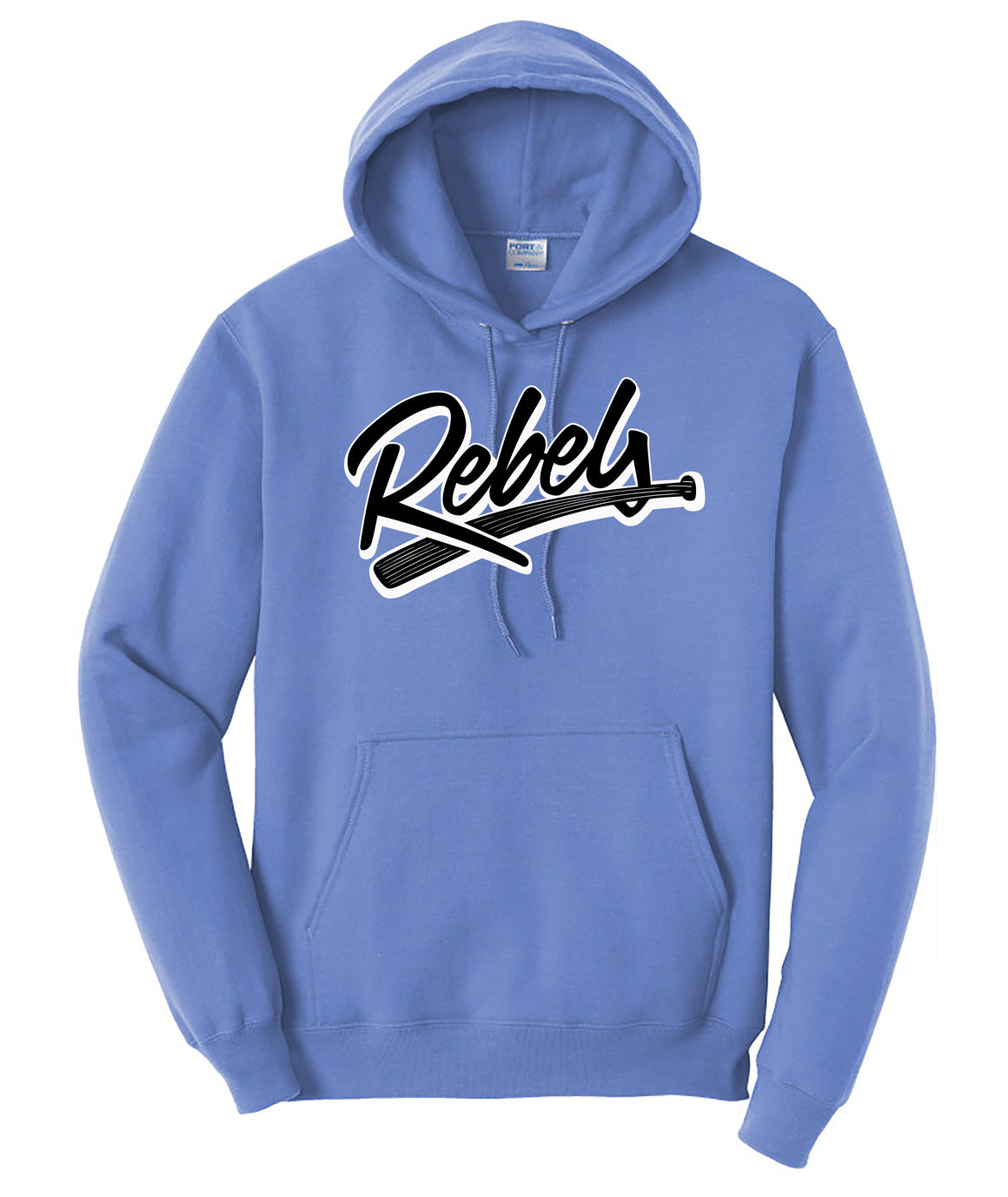 Rebels Baseball Carolina Blue Hoodie **Front Logo Only**