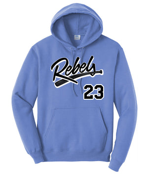Rebels Baseball Carolina Blue Customizable Hoodie