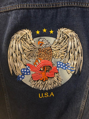 Denim Jacket - Eagle Clutching Flag