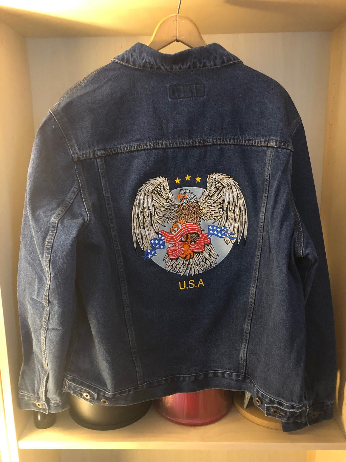 Denim Jacket - Eagle Clutching Flag