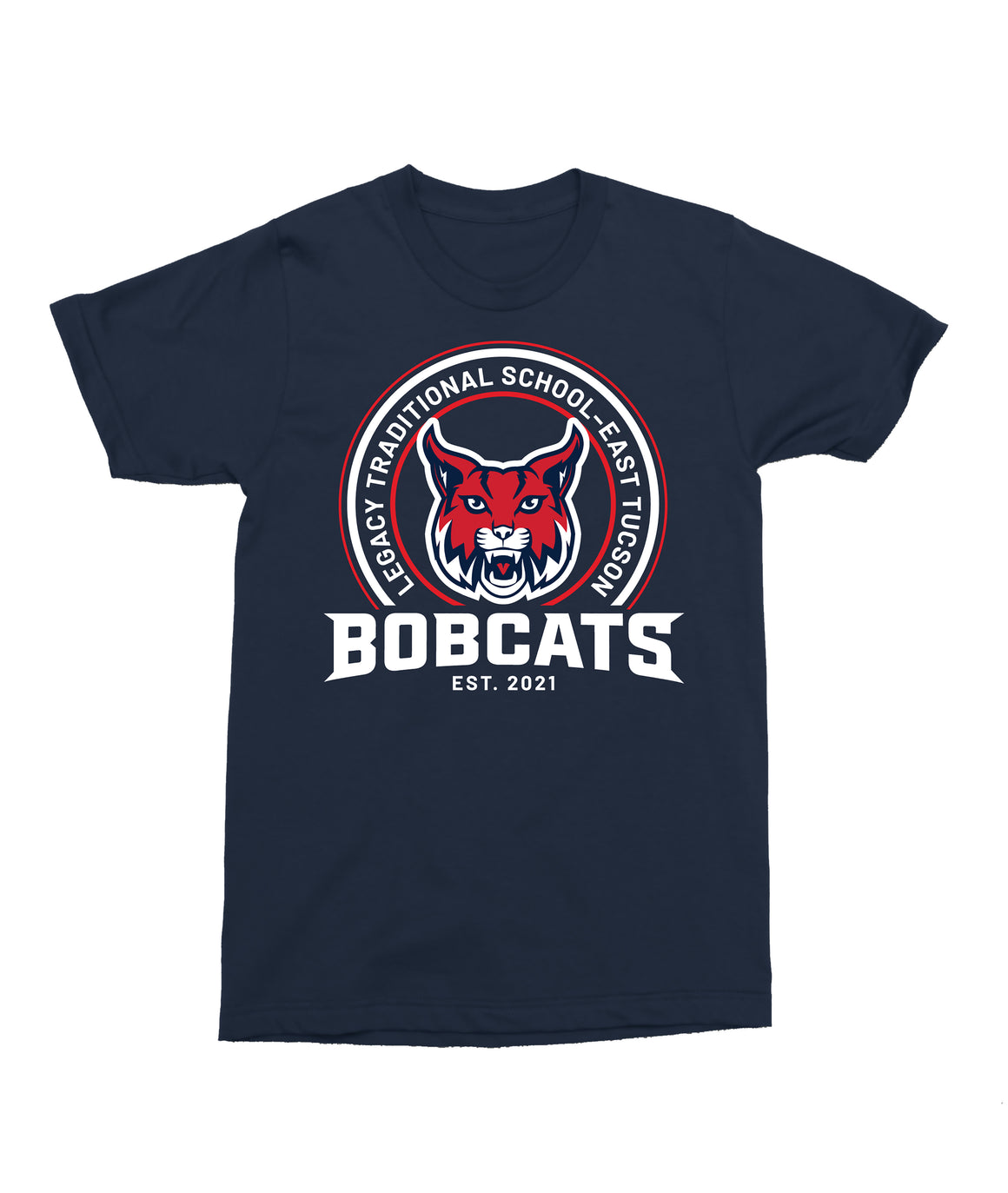 Legacy Traditional School East Tucson - Navy Mascot/Round Desing Spirit Shirt