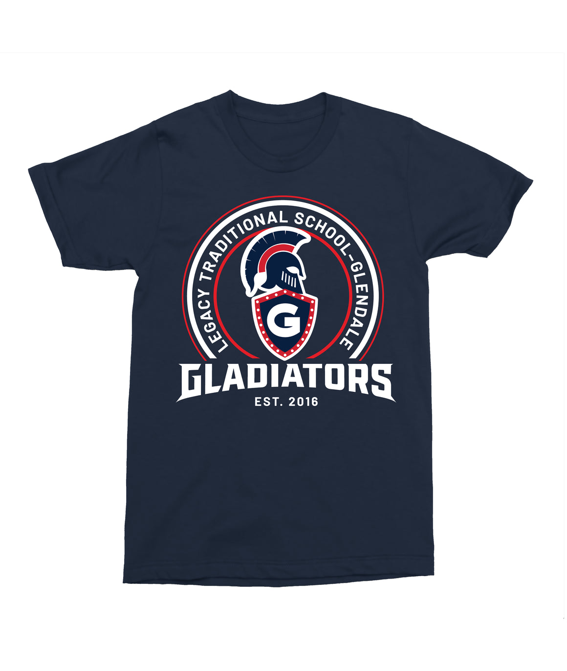 Legacy Traditional School Glendale -Navy Mascot/Round Design Spirit Shirt