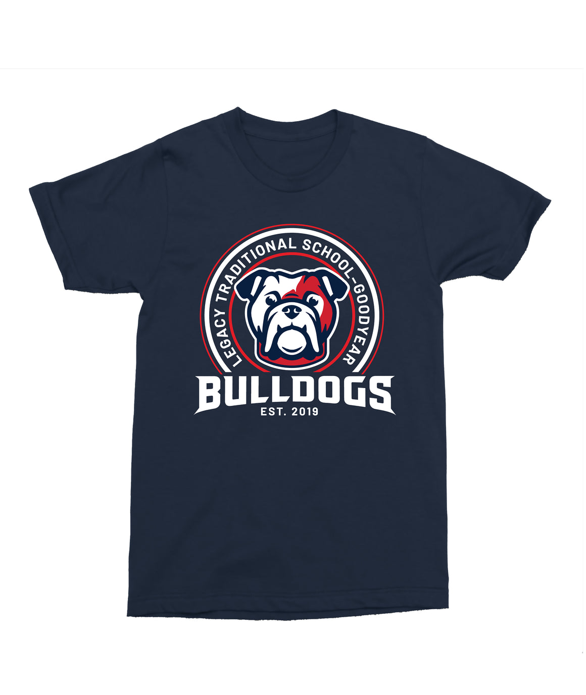 Legacy Traditional School Goodyear - Navy Mascot/Round Design Spirit Shirt