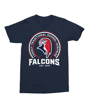 Legacy Traditional School Surprise - Navy Mascot/Round Design Spirit Shirt