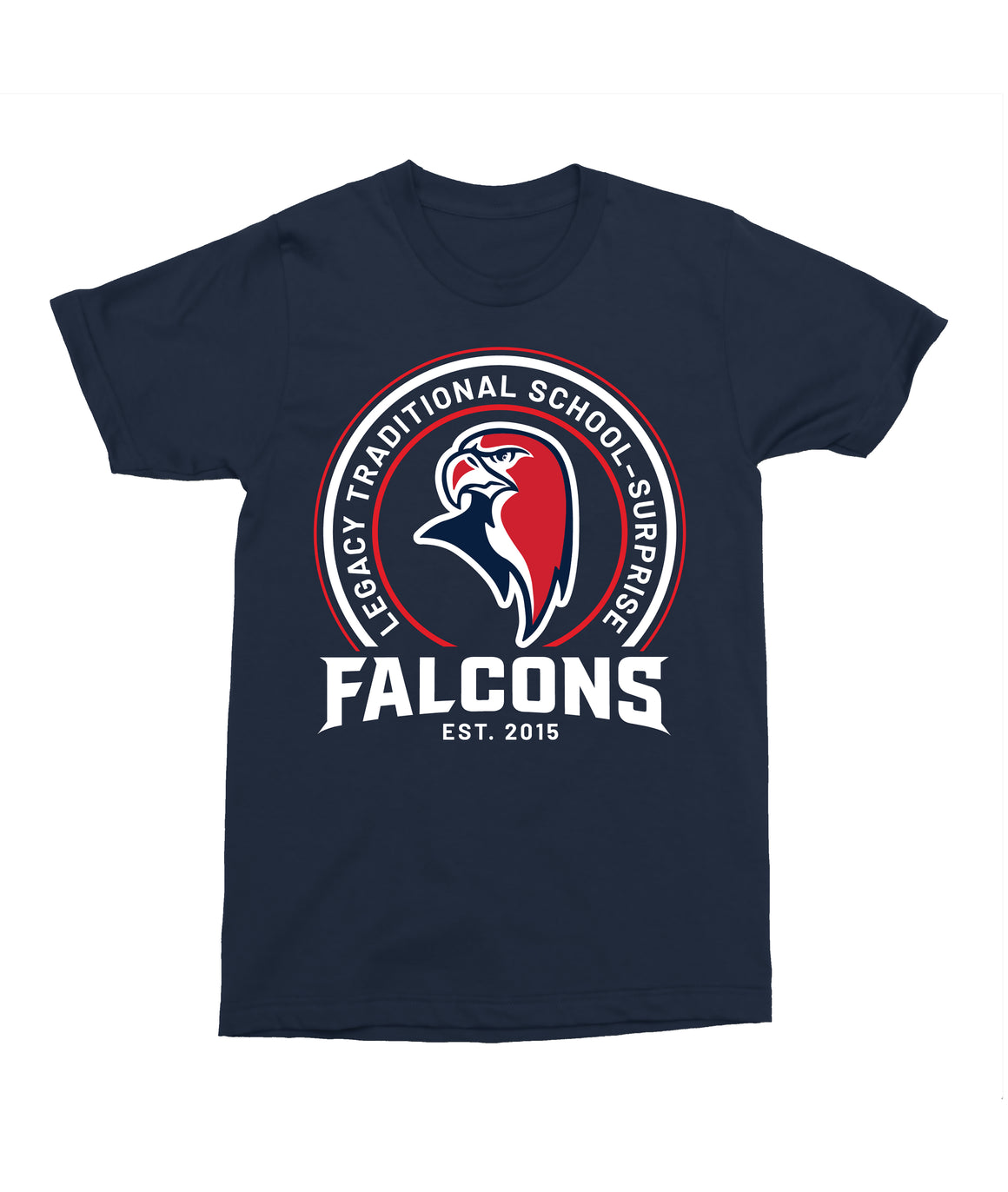 Legacy Traditional School Surprise - Navy Mascot/Round Design Spirit Shirt